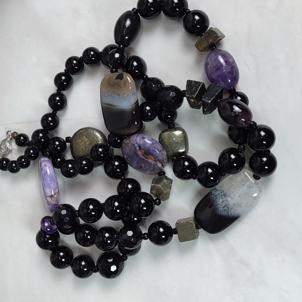 Black Onyx/Amethyst/Agate Necklace View 5